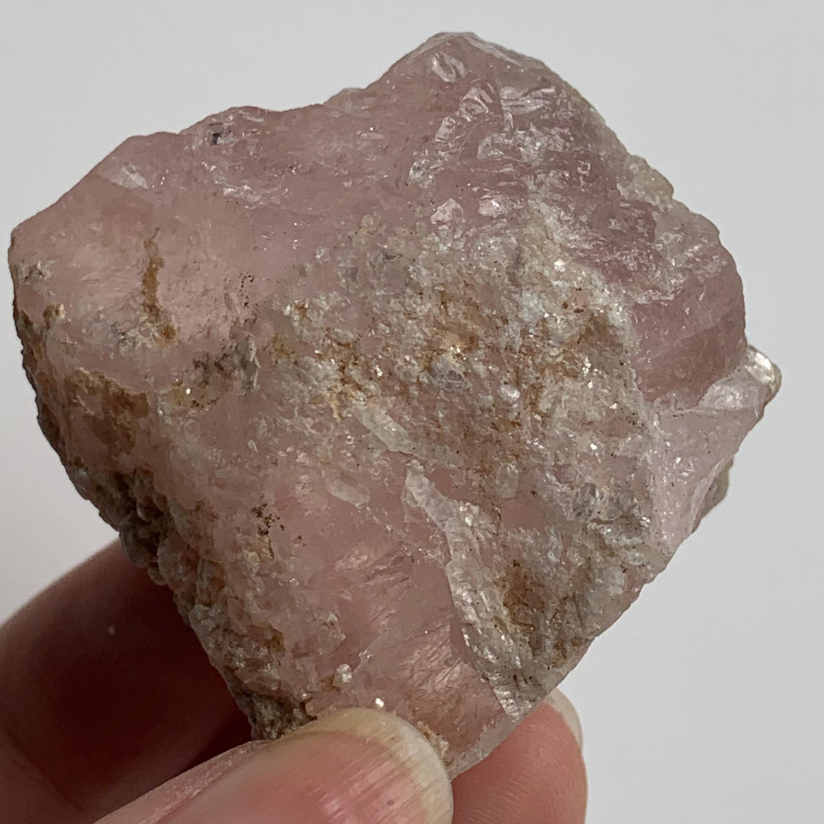 translucent pink morganite beryl crystal specimen