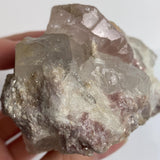 terminated pink beryl morganite with quartz collector piece