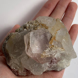 pink morganite with crystal on matrix natural mineral