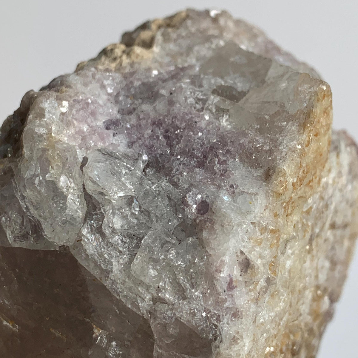 terminated morganite crystal on matrix with quartz growth