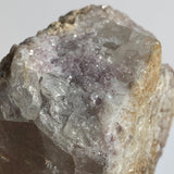 terminated morganite crystal on matrix with quartz growth