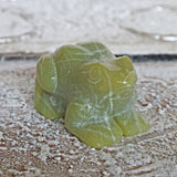 Serpentine Jade Frog Carving, Green Animal Totem, Crystal Healing Decor, Small Sculpture