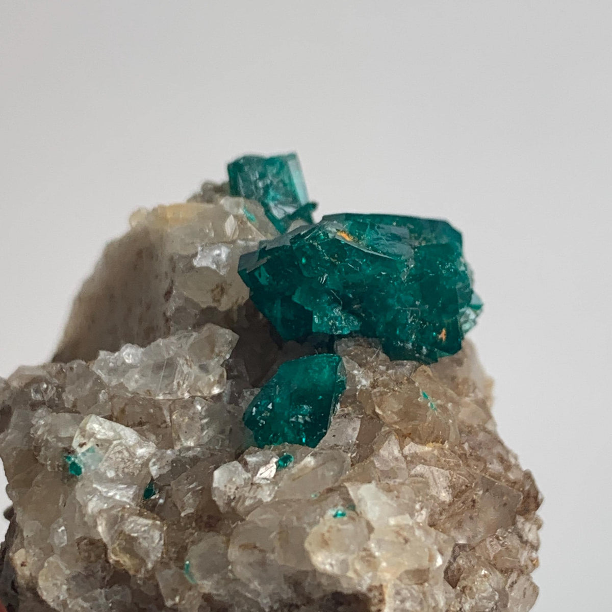 natural copper mineral dioptase crystal cluster