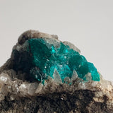vivid green dioptase crystals on host rock