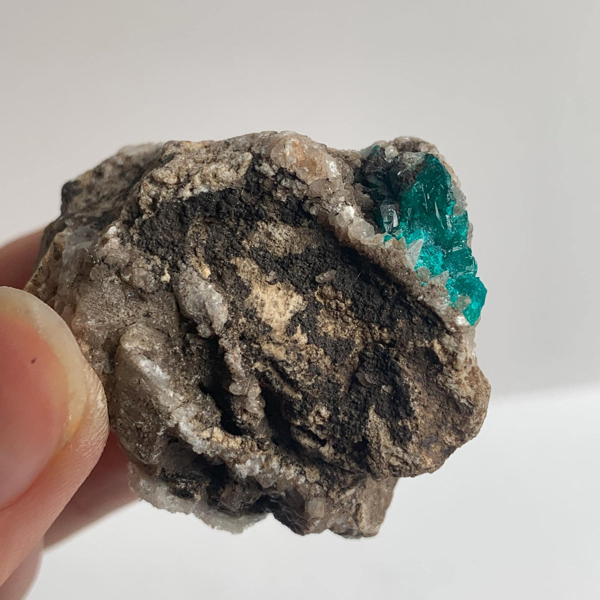 sparkling emerald dioptase cluster on matrix