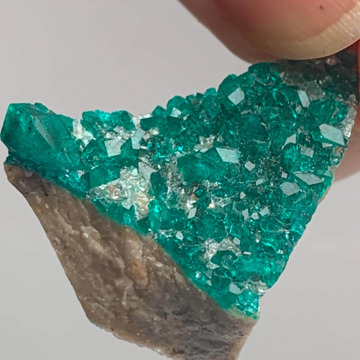bright green dioptase crystal encrustation matrix