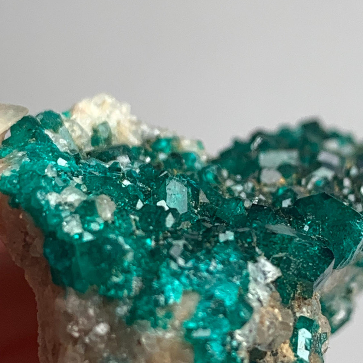 small cabinet dioptase specimen full crystal cover