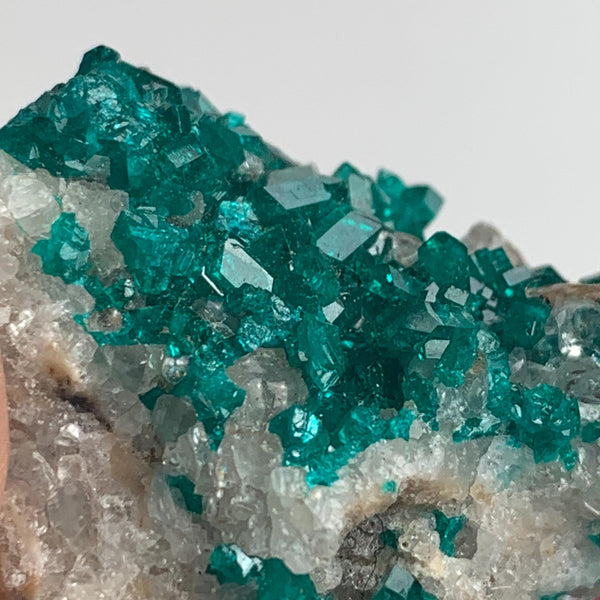 emerald green dioptase cluster on matrix specimen
