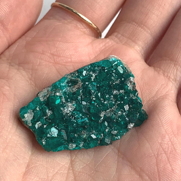 small cabinet dioptase cluster vivid green crystals