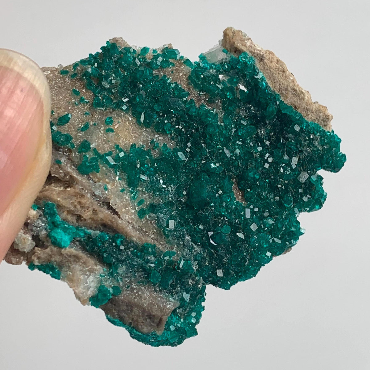 green dioptase crystal formation namibia matrix