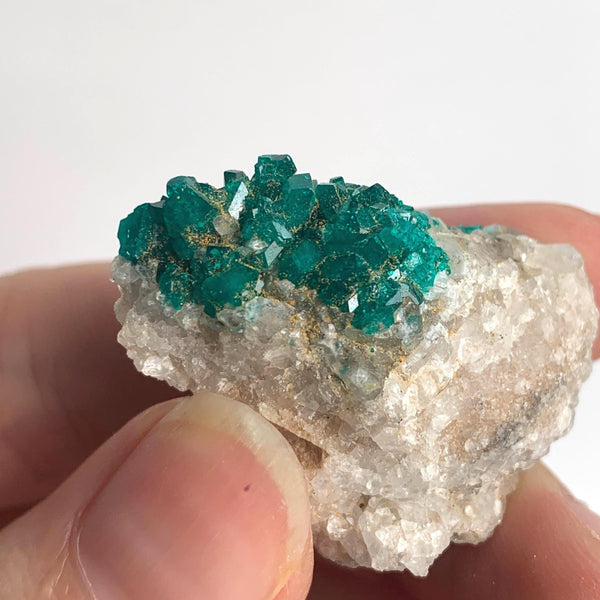 emerald green dioptase cluster on matrix specimen