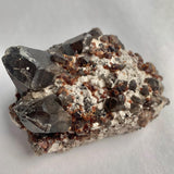 Collector mineral garnet smoky quartz cabinet specimen