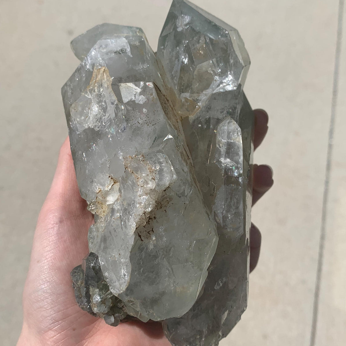 green chlorite included quartz crystals