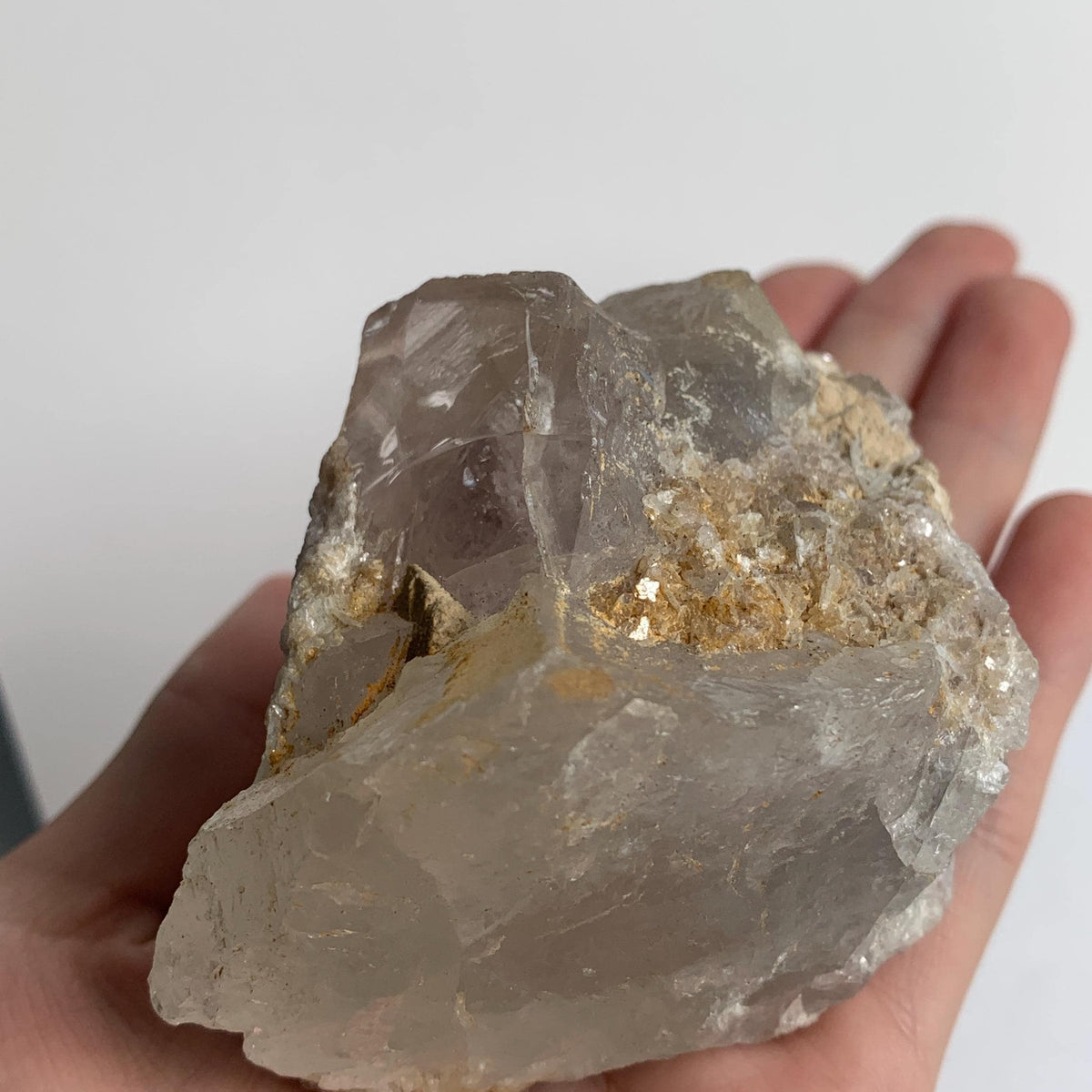 natural pink morganite crystal on matrix with quartz growth