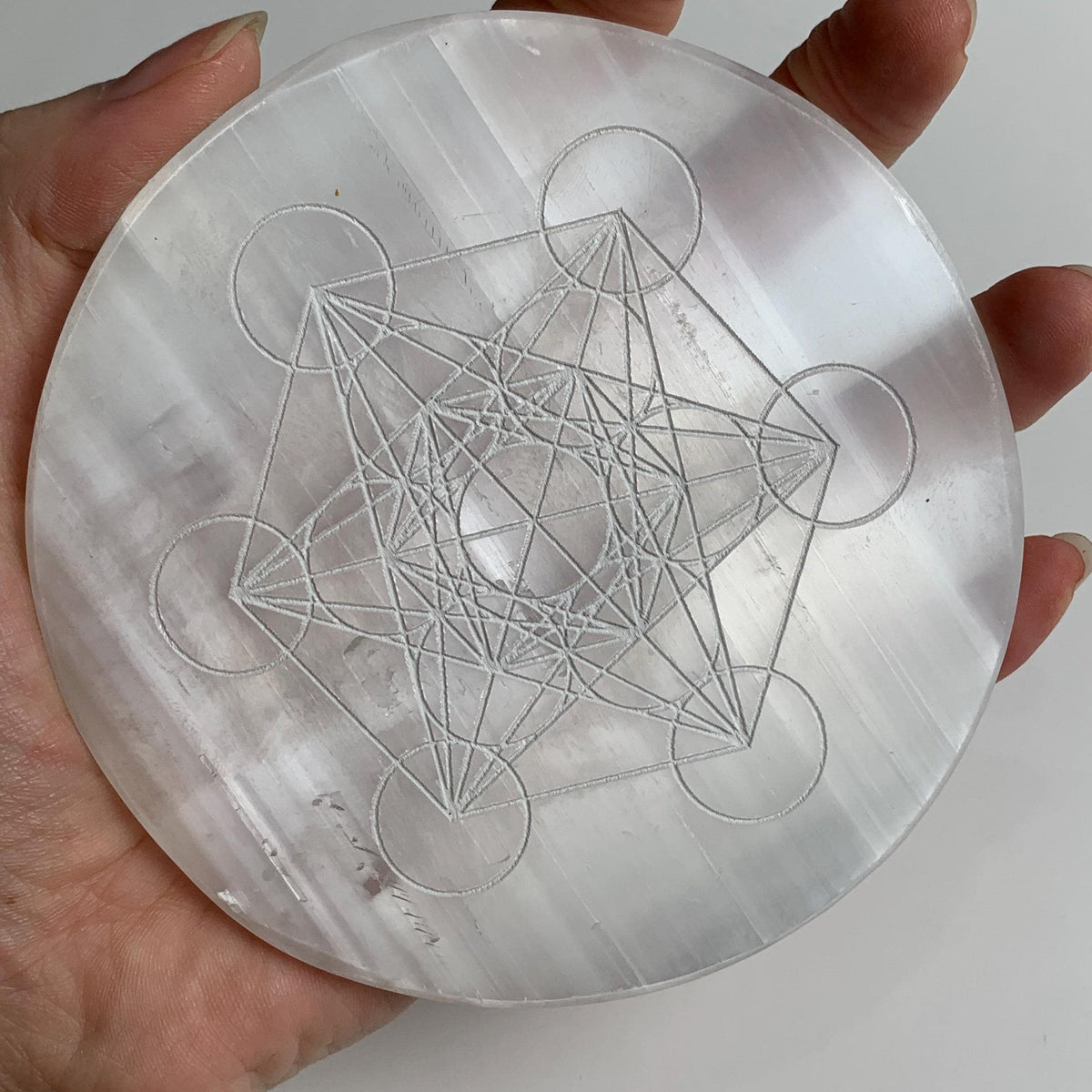 4 inch selenite plate metatron grid