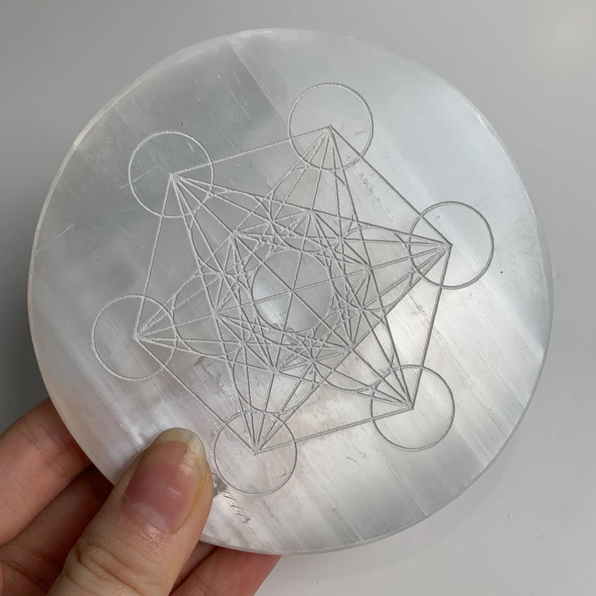 metatron cube crystal grid selenite slab