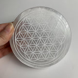 spiritual decor selenite plate with symbols