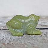 green serpentine frog sculpture polished stone