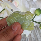 serpentine jade frog carving small green stone figurine
