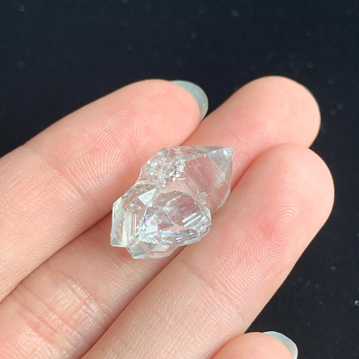 clear quartz crystal with secondary growth