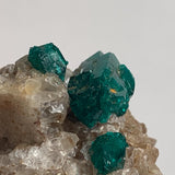 natural three crystal dioptase formation on matrix