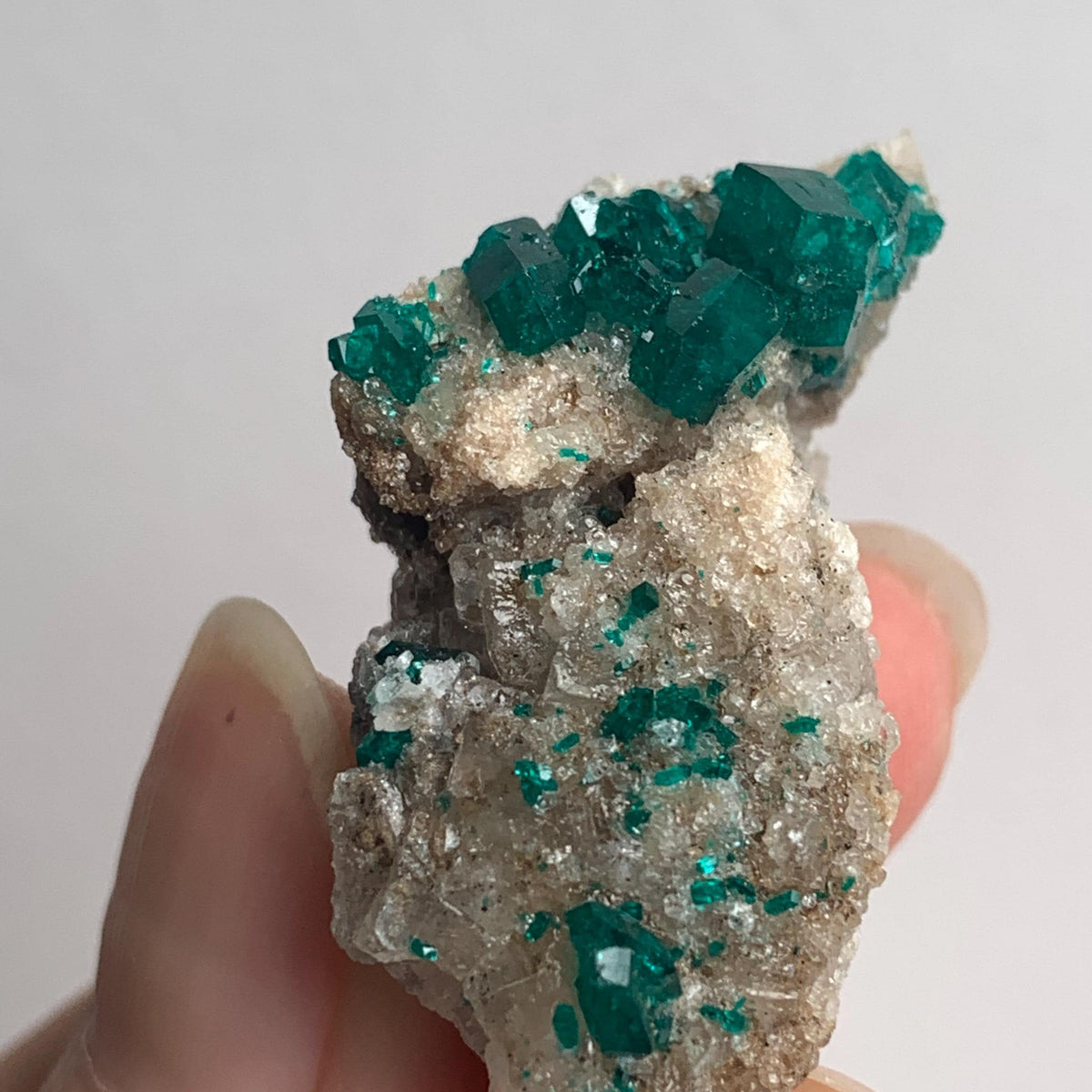 rare namibia dioptase with strong crystal form