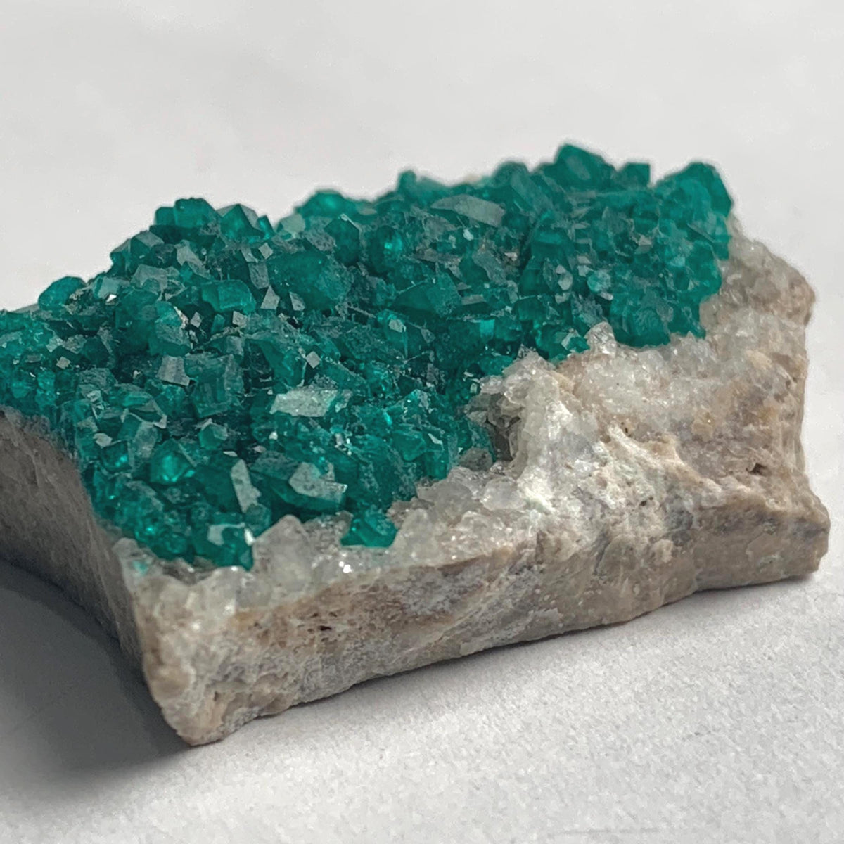emerald green dioptase specimen namibia cabinet size
