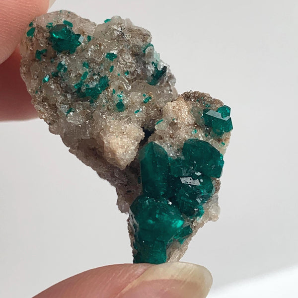 vivid green dioptase crystal cluster specimen