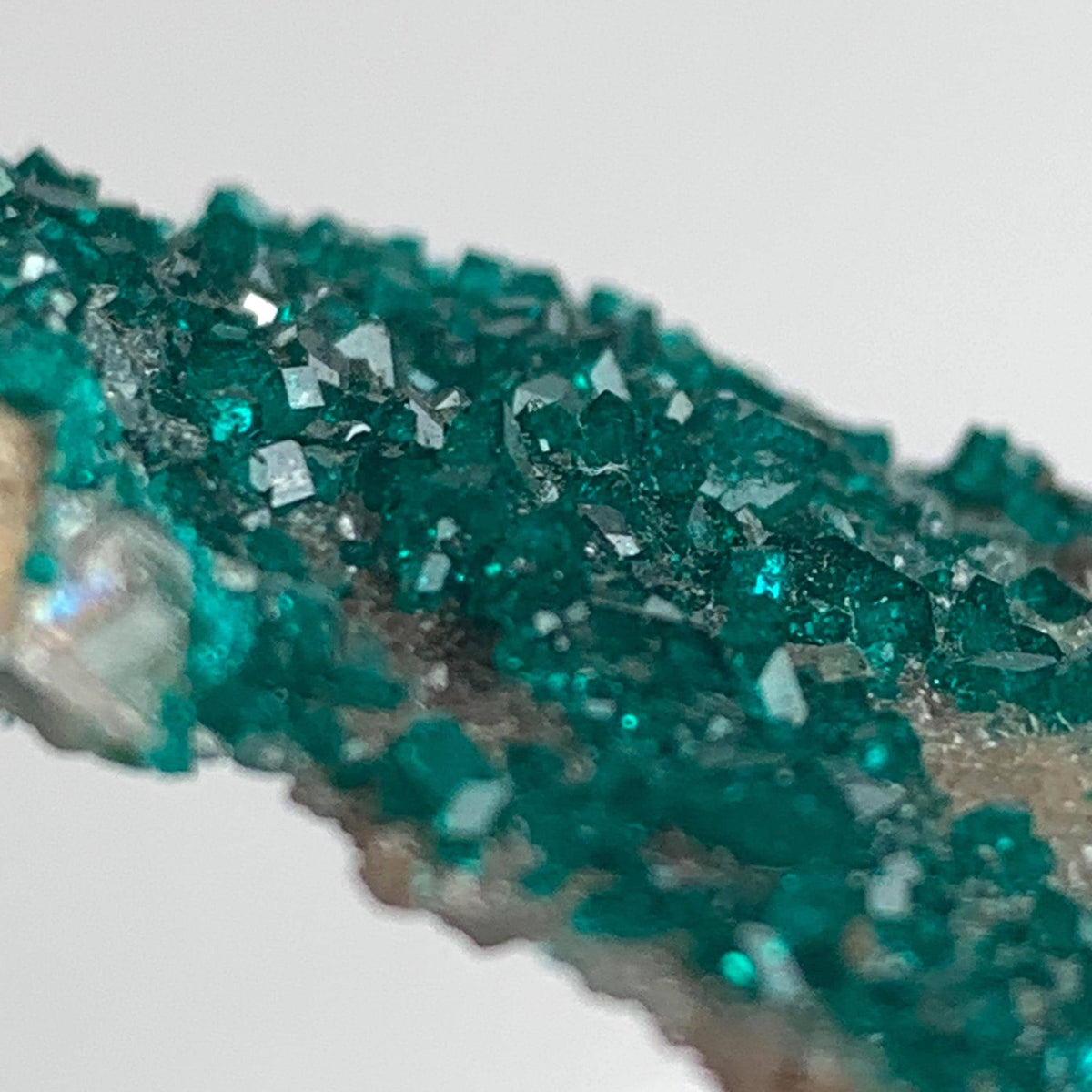 thin matrix dioptase specimen emerald crystals