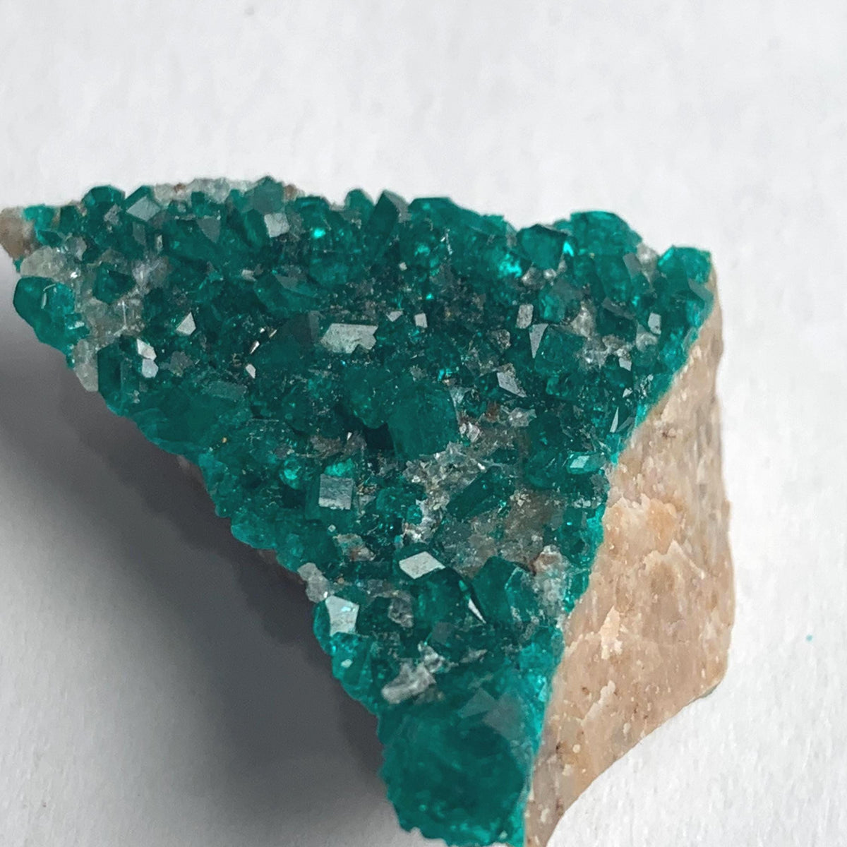 small cabinet dioptase specimen full crystal cover
