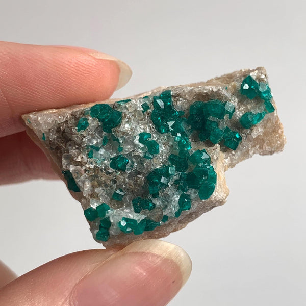 natural copper mineral dioptase crystal points