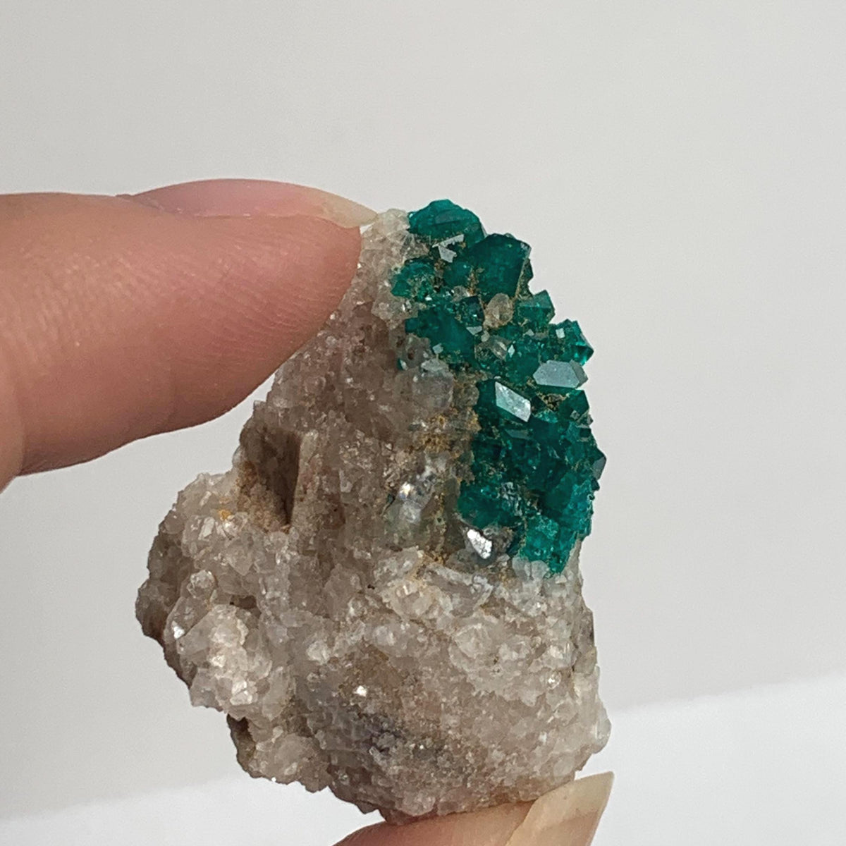 bright emerald dioptase crystal group specimen