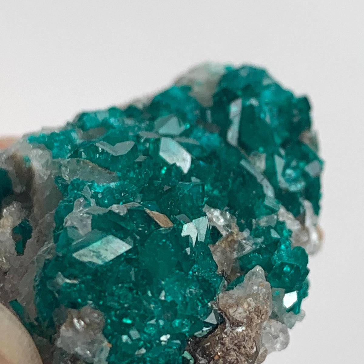 green dioptase crystal cluster host rock display