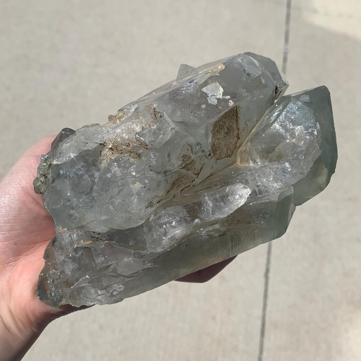 natural green quartz crystal formation