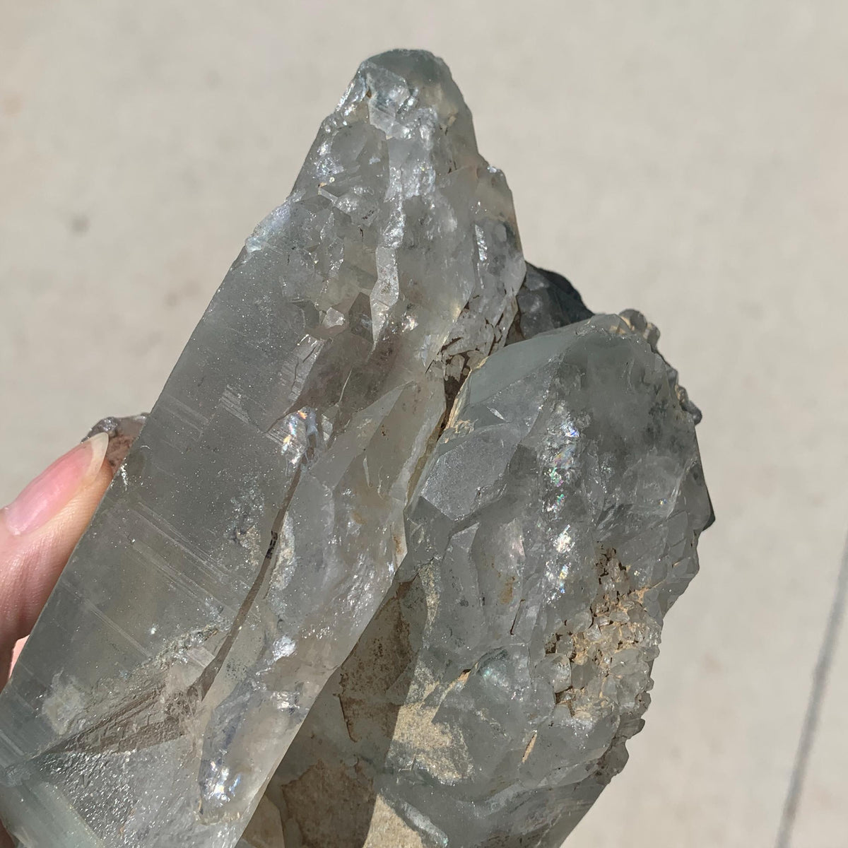 cluster of quartz crystals with chlorite