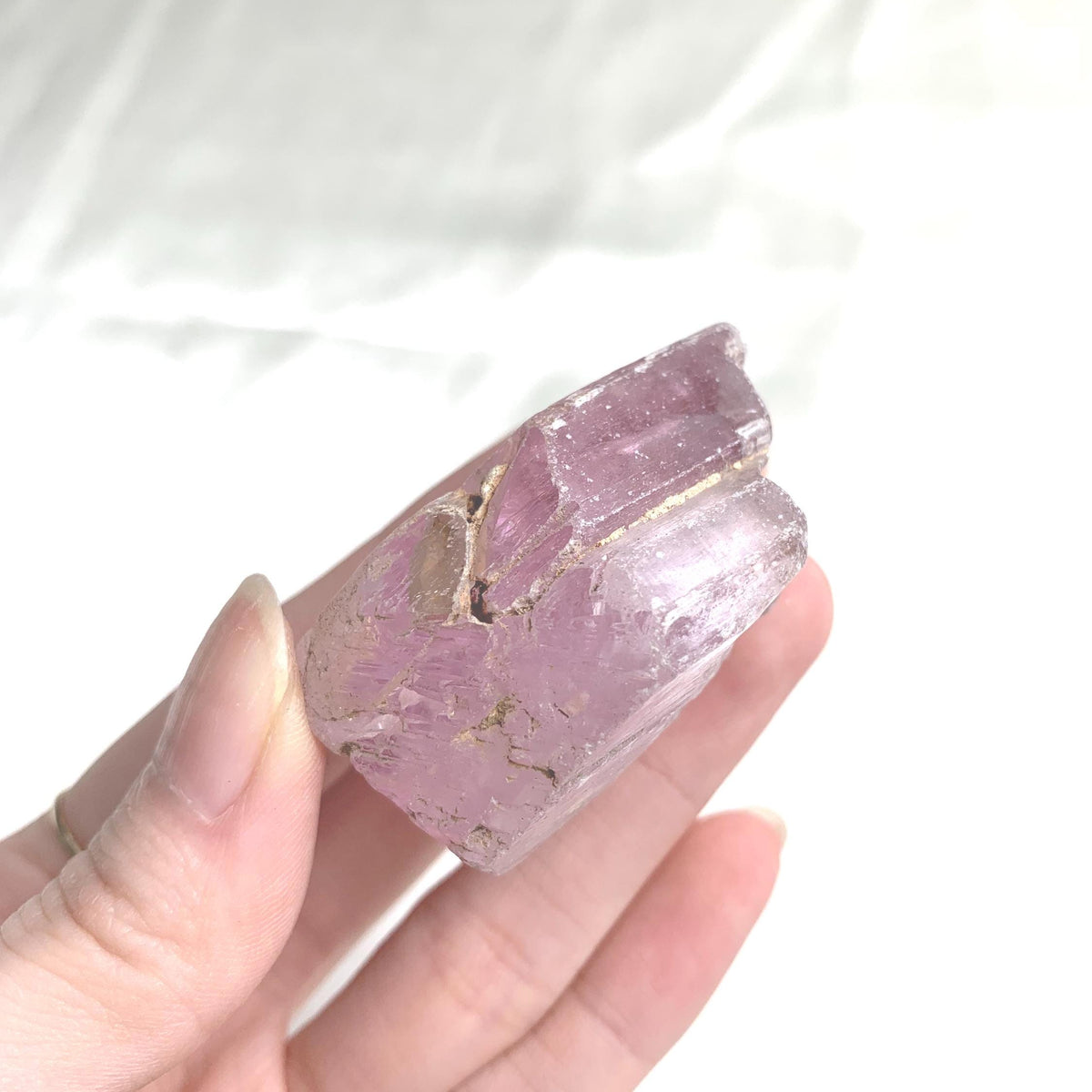 Natural Pink Spodumene Crystal Detail