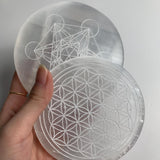 selenite charging plate metatron cube engraving
