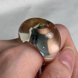Large oval basin table yellow quartz cocktail ring with wide band