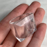 Large square clear quartz cocktail ring with pyramid top design