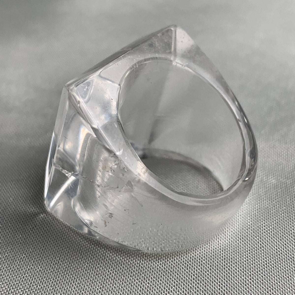 Oversized square crystal ring with polished pyramid face