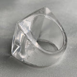 Oversized square crystal ring with polished pyramid face