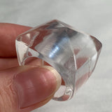 Artistic architectural clear quartz ring for women and collectors