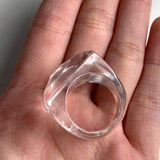 Handmade pyramid shaped quartz ring hand carved