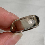 Handmade smoky quartz ring featuring a wide rectangular design
