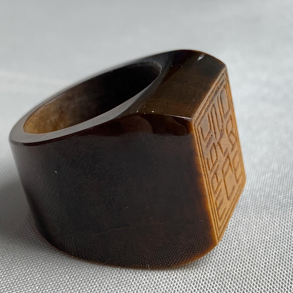 Handmade tiger eye statement ring with golden brown shimmer