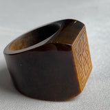 Handmade tiger eye statement ring with golden brown shimmer