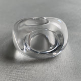 Bold clear quartz cocktail ring with wide oval basin table