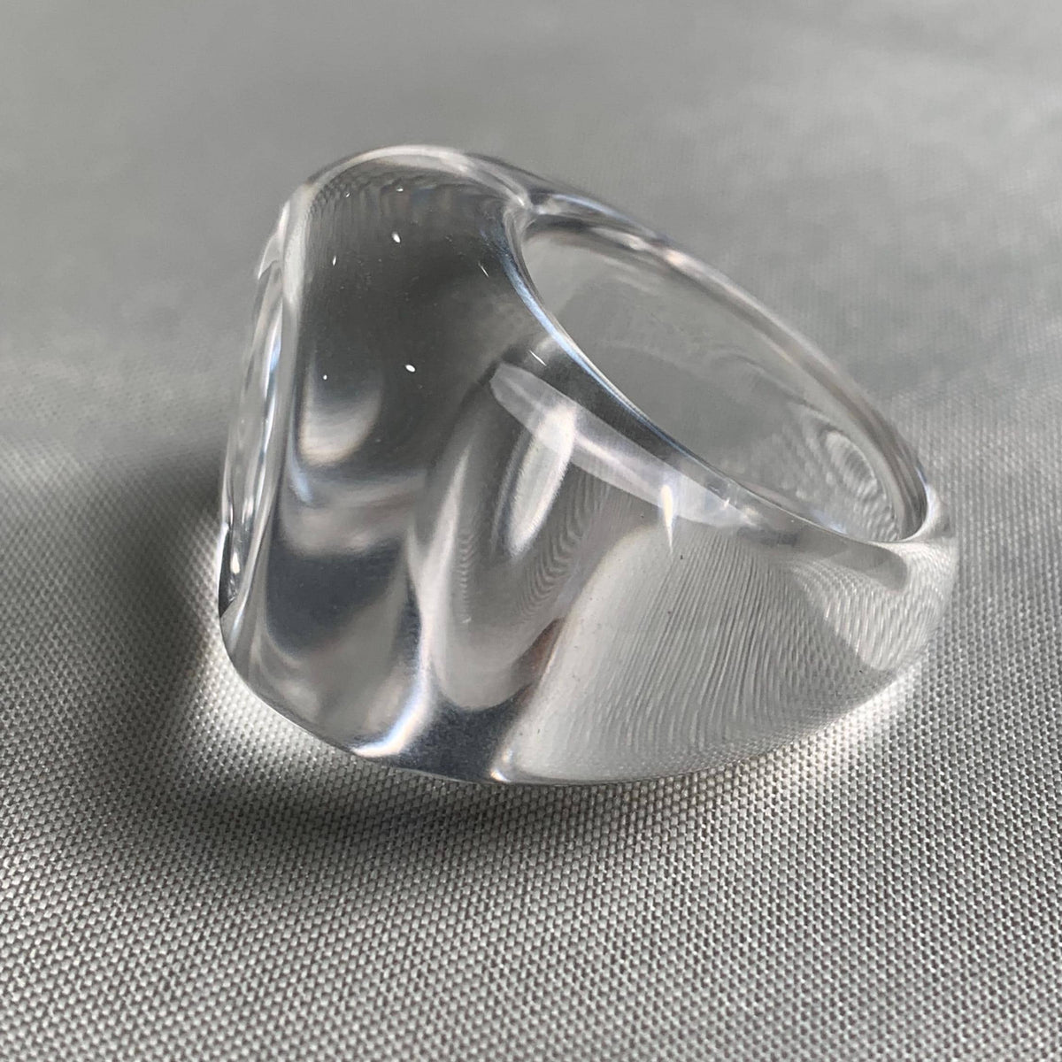 Oversized clear quartz statement ring with sculptural design