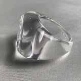 Oversized clear quartz statement ring with sculptural design
