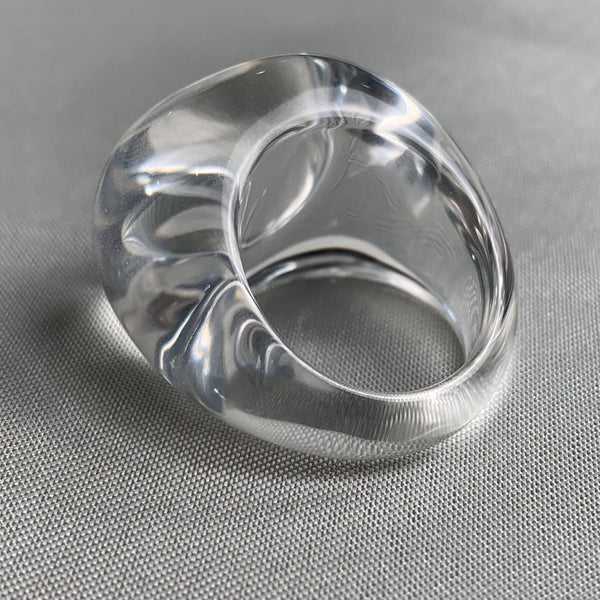 One of a kind clear quartz architectural gemstone ring
